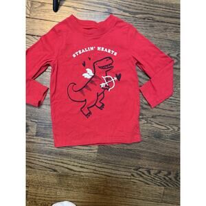 Valentines Dinosaur Long Sleeve Red Cotton Tshirt Carters Sz 4T